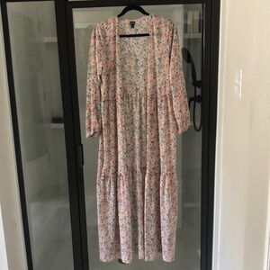 Wild fable pink floral sheer open cardigan long duster tiered XL/XXL spring